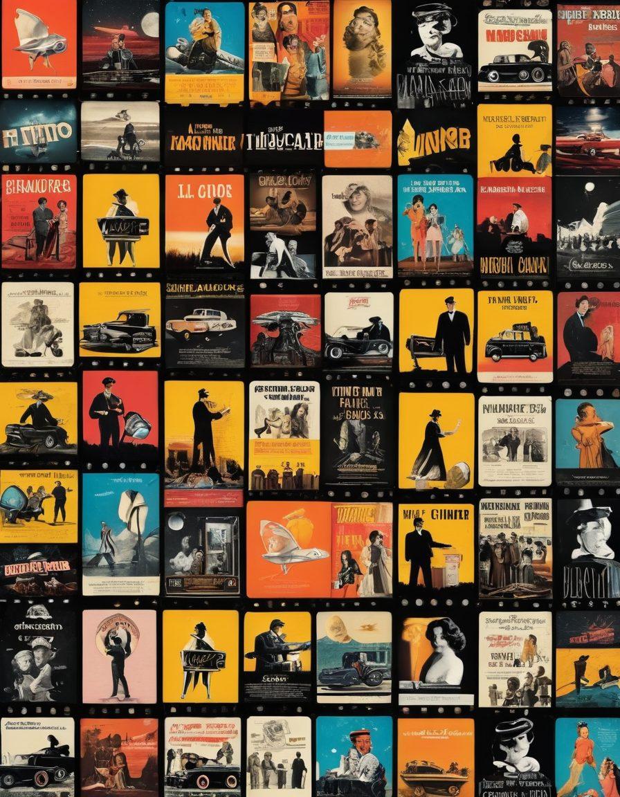 A colorful collage featuring iconic scenes from classic movies and recent documentaries, blending vintage film reels with modern digital elements. Include vibrant film posters and popcorn to evoke a cinematic feel. The background should subtly transition from black and white to vivid colors, representing the evolution of cinema. Illustrate a film camera and clapperboard for a touch of authenticity. vintage style, vibrant colors, cinematic overlay.